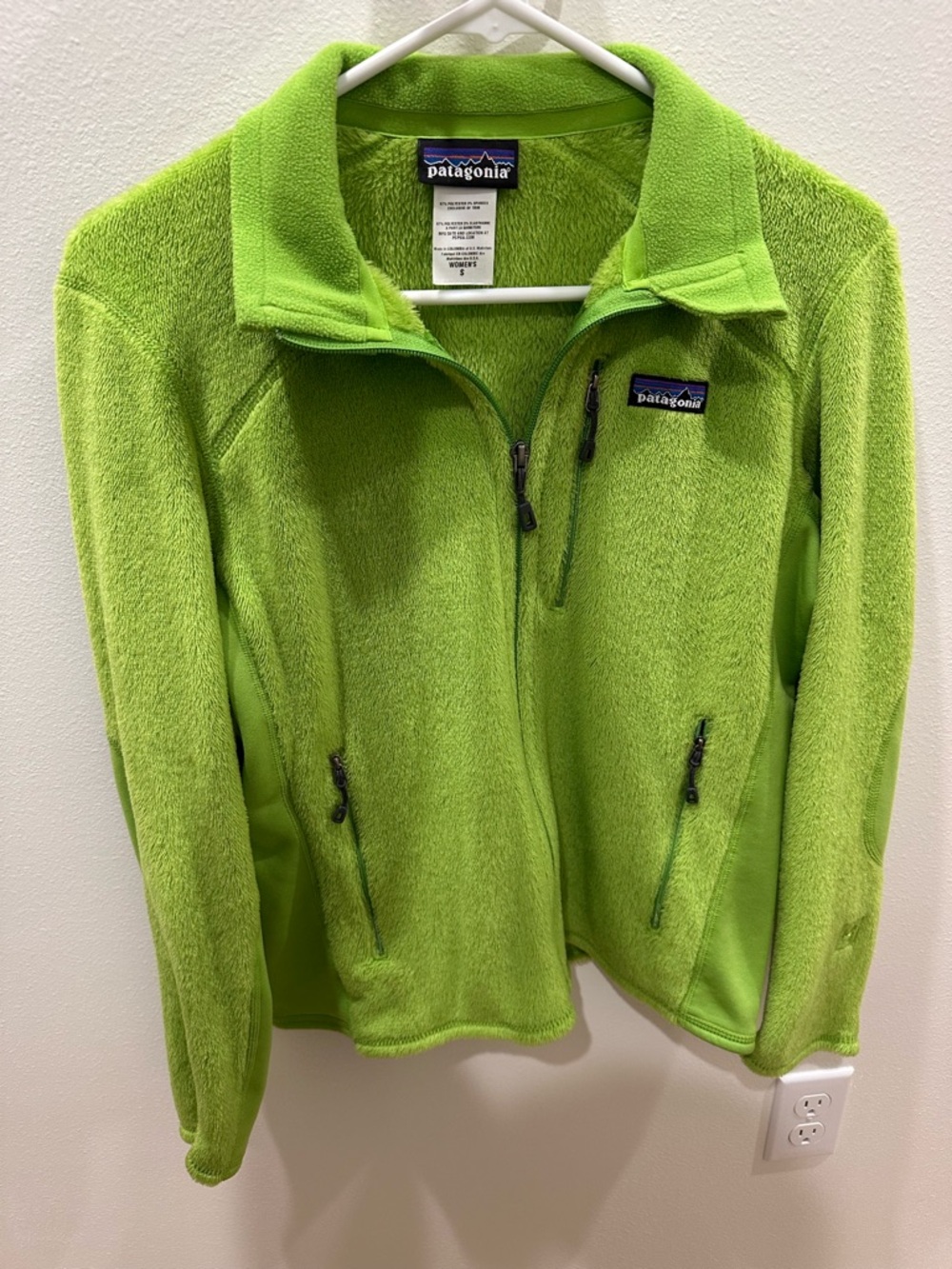 Patagonia Lime Green High-Pile Fleece Jacket